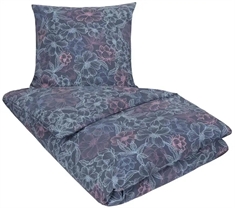 Blomstret sengetøj - 140x200 cm - Britta blåt sengetøj - Nordstrand Home sengesæt - 100% Bomuld 